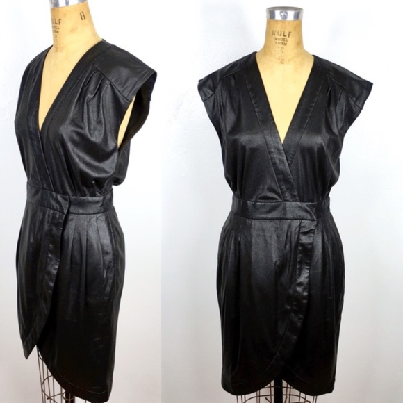faux leather wrap dress